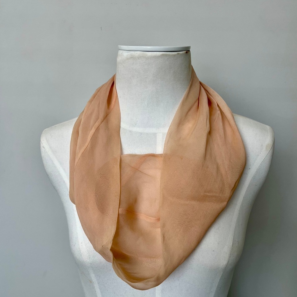 Chiffon silk beige Sheer infinity Scarf